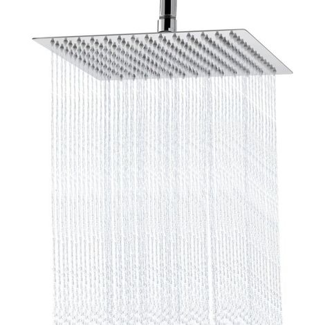 Pommeau de Douche Douchette Carré 20x20cm Ultra-Mince Haute Pression Tête de Douche Réglable Pluie (1/5)