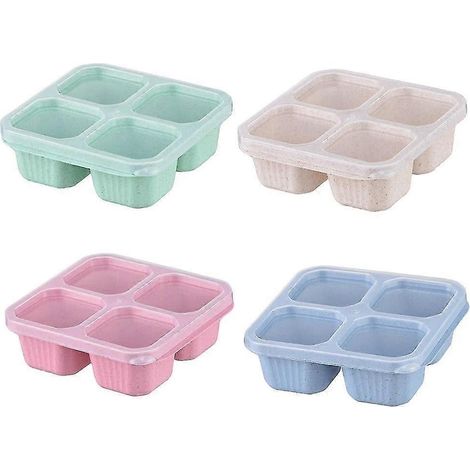 Boîtes à bento réutilisables à 4 compartiments pour la préparation des repas, contenants parfaits pour conserver les aliments, compacts et empilables (1/5)