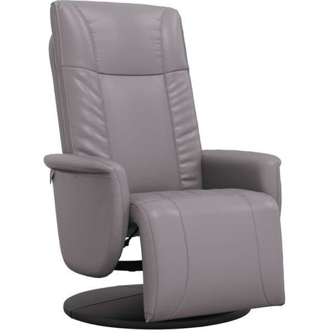 Fauteuil inclinable gris en similicuir avec repose-pieds (1/5)