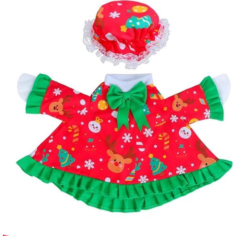 Traje navideño para ganso decorativo de porche (modelo de 58 cm): sombrero y falda para jardín exterior. (1/5)