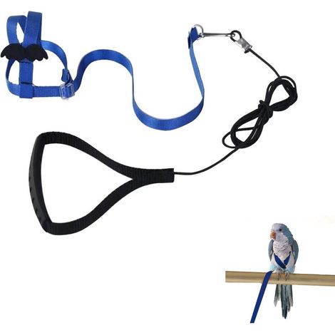 Verstellbares Papageiengeschirr - Vogelgeschirr - Vogelleine - 1 Stück - blau - Größe S - Geeignet für Vögel (1/4)
