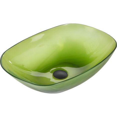 Comptoir de Salle de Bain Bassin de Lavabo Semi Transparent 54 x 36 cm Vert Moengo