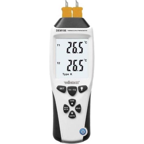 Velleman Termómetro digital K/J negro con doble pantalla LCD (1/4)