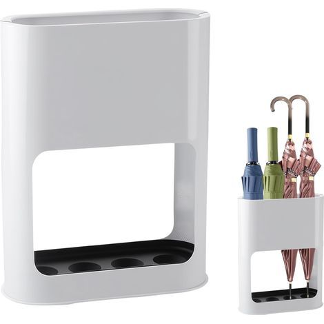 22 x 9 x 28 cm(Blanc) Porte parapluie,supports étanches,porte parapluie sur pied en plastique,Porte parapluie avec bac d'égouttement amovible,Petit Porte Parapluies (1/5)