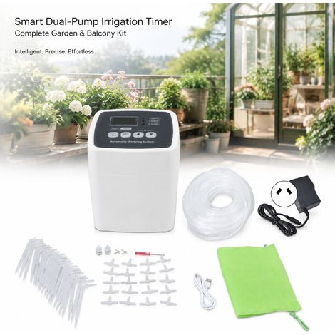 Toivize-Programmateur d'arrosage - Double pompe - Minuterie intelligente - ABS - 2,5m de hauteur - Kit complet pour jardin et balcon (1/4)