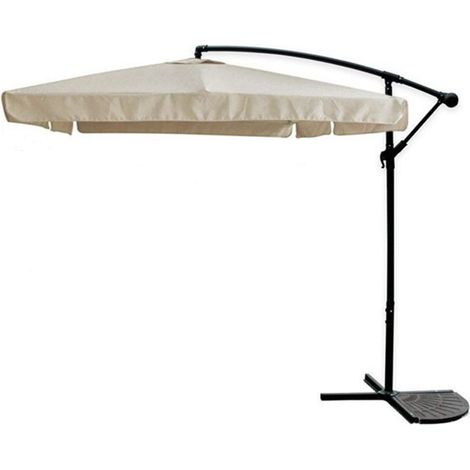 TRADE SHOP - Ombrellone A Braccio Laterale Da Giardino 3x3mt Protezione Sole Beige Con Base 223216 - (1/5)