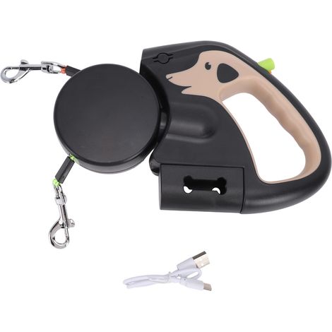 Double laisse rétractable pour chien, avec lumière antidérapante, extensible à Double tête pour 2 chiens marchant (1/5)