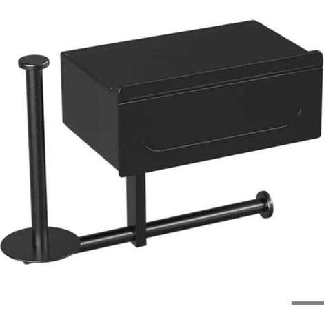 Porte-papier toilette, sans perçage, avec boîte à lingettes humides, étagère et tiroir, en acier inoxydable et ABS, pour ranger le (1/4)