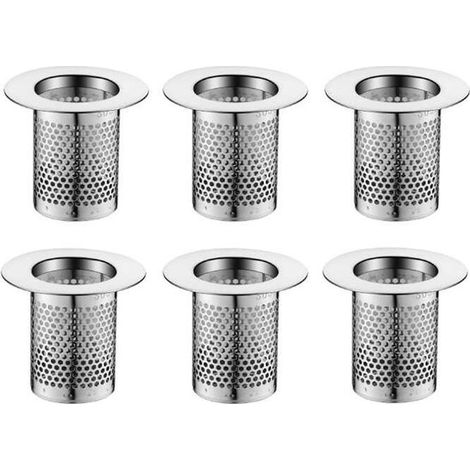 Filtros de desagüe，6 unidades，5 cm，acero inoxidable，resistentes a la corrosión，aptos para desagües de ducha，filtros para el cabello (1/5)