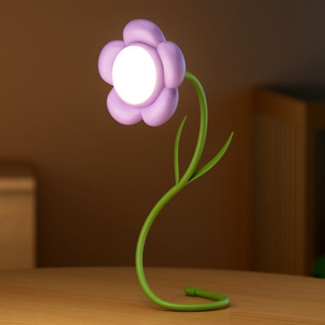 Lampe de lecture sans fil rechargeable ultra flexible lampe portable LED fleur stabilisée cadeau pour femmes et mamans tournesol violet (1/5)