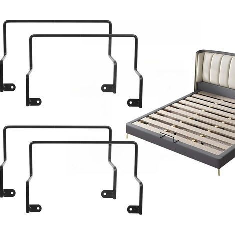 Butée de maintien de matelas en métal – Fixation latérale universelle – Dimensions 8 x 100 x 280 mm – Lot de 4 – Butée antidérapante pour sommiers à lattes