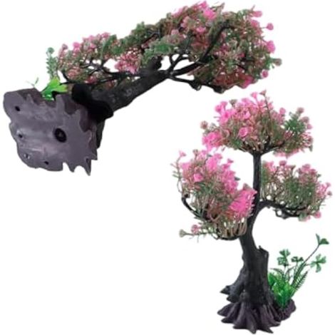 Arbres Décoratifs pour Aquarium, Cerisiers Artificiels en Fleurs, Plantes en Plastique pour Aquarium, Accessoires Et Décorations (1/5)