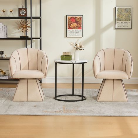 Chaise pivotante en tissu chenille forme ergonomique dossier haut coloris camel adaptée aux adultes et adolescents (1/5)