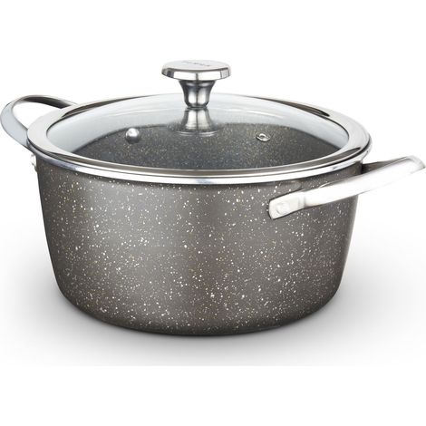 Tower Cerastone Pro 24cm Forged Aluminium Casserole Dish with Tempered Glass Lid, Non-Stick Coating, Graphite T900204 (1/5)