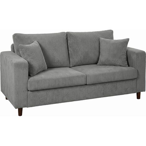 HOMCOM Loveseat Sofa with Wide Seat, Corduroy Upholstered, Light Grey (1/5)