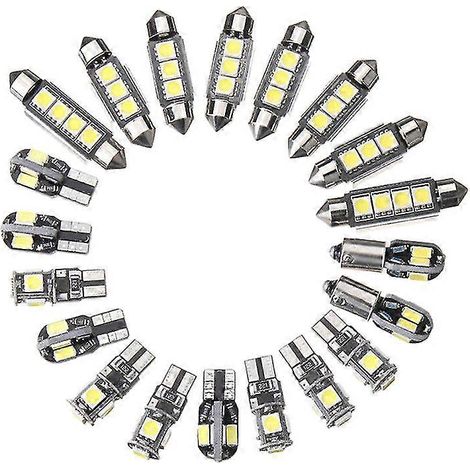 20pcs voiture led ampoules kit intérieur dôme coffre porte plaque lumière super brillant canbus erreur sans erreur Interio (1/4)