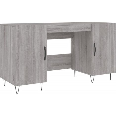 Bureau table poste de travail meuble d'ordinateur informatique étude sonoma 140 x 50 x 75 cm bois d'ingénierie gris (1/5)