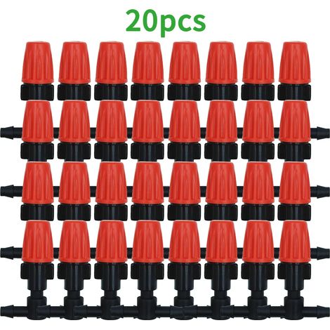 (A-20pcs) 20 buses de 6,35 mm (1/4 pouce) pour arrosage goutte à goutte, brumisateur et atomiseur, avec raccord en T pour tuyau d'arrosage. (1/5)