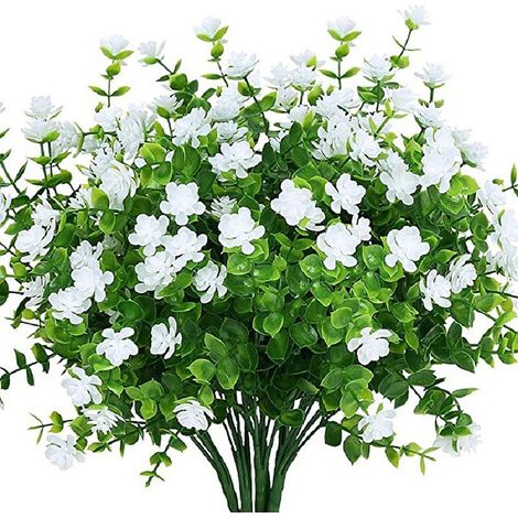 Faux feuillage 7 roses d'eucalyptus en forme de fourche, feuilles d'eucalyptus en plastique (1/5)