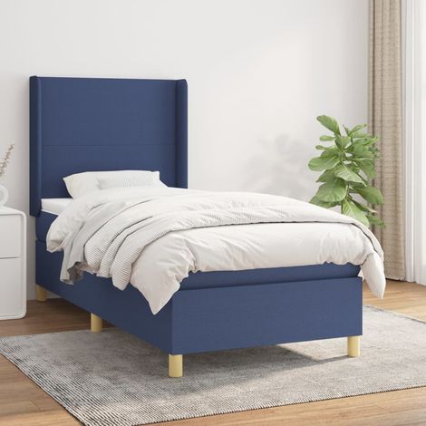 Lit Adulte Sommier et Matelas,Lit à sommier tapissier avec matelas Bleu 100x200 cm Tissu -BVN70217 (1/5)