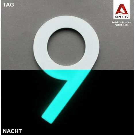 Alpertec Hausnummer 9 Selbstklebend Nachtleuchtend  Hausnummern Hausnummerschild (1/4)