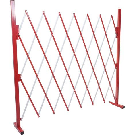 Barrière de sécurité clôture à ciseaux extensible aluminium rouge-blanc hauteur 153cm largeur 28-200cm 040001213 (1/5)