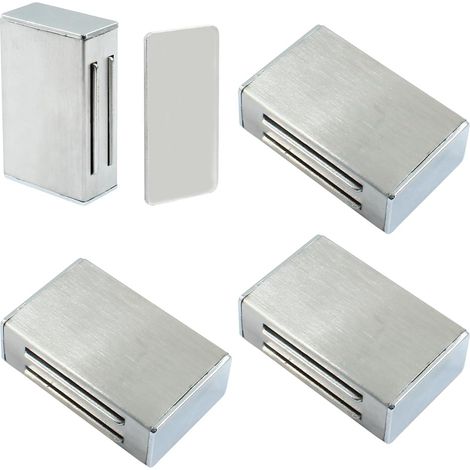 Lot de 4 verrous magnétiques pour placards, autocollants, argentés, verrous magnétiques pour cuisine