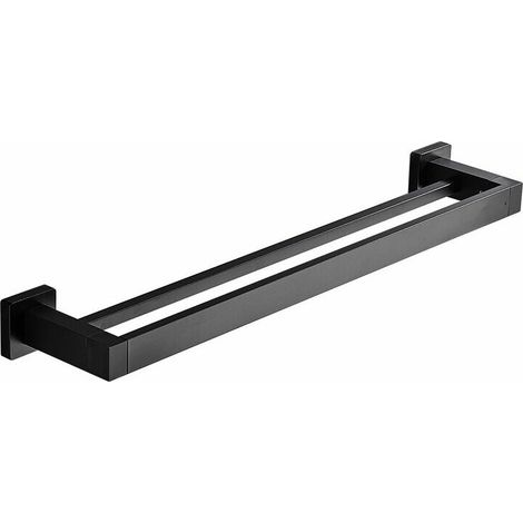 Toallero doble para baño, barra de toalla de pared negra, soporte de acero inoxidable para baño y cocina, 40 cm, 390 g
