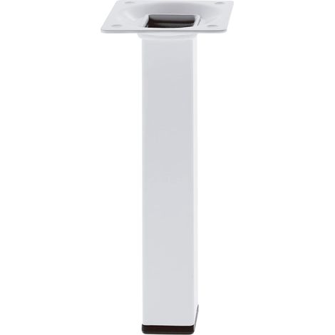 Pied carré pour Meuble Mod. 3 25 x 25 x 300 mm avec vis de réglage Vissable par 4 Points Résiste jusqu'à 15 kg/Pied Acier Blanc (1/5)