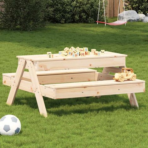 vidaXL Tavolo Picnic con Sabbiera per Bambini Legno Massello di Pino