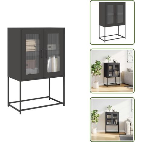 vidaXL Highboard Schwarz 68x39x107 cm Stahl (1/5)