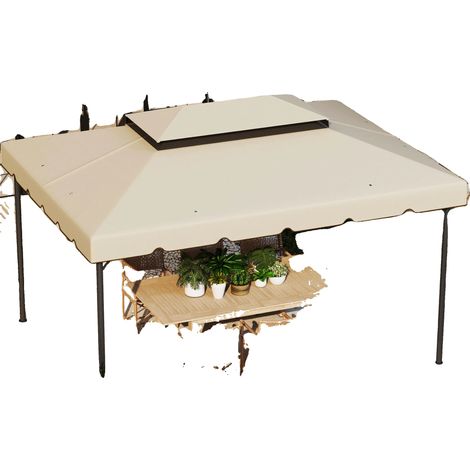 Toile de remplacement, tissu en polyester, 4m x 3m, surface couverte 10-25 m², compatible avec divers abris de jardin, beige (1/5)