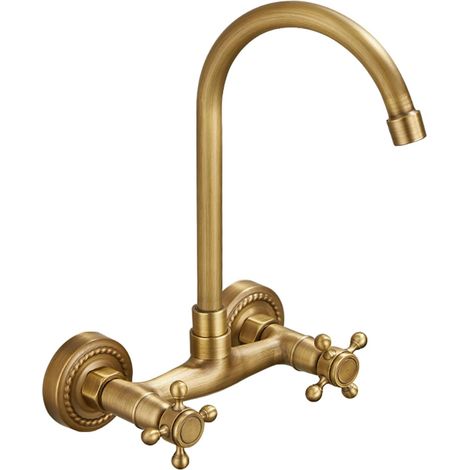 Robinet de lavabo, laiton, rotation 360°, surélevé, 2 poignées (1/2)
