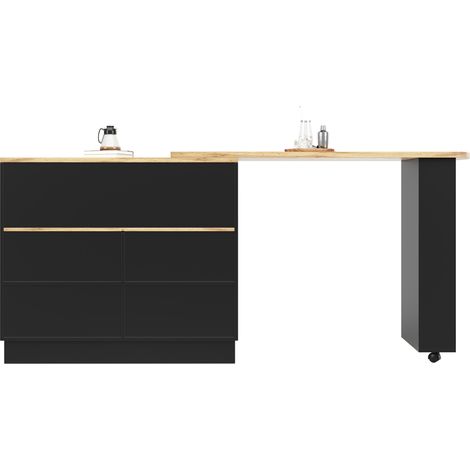 Isola cucina girevole 360° in MDF nero con ante scorrevoli in vetro MODENUIT (1/5)
