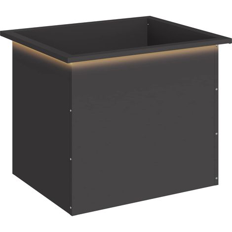 vidaXL Garden Planter with LED Black 50 x 60 x 48 cm Steel