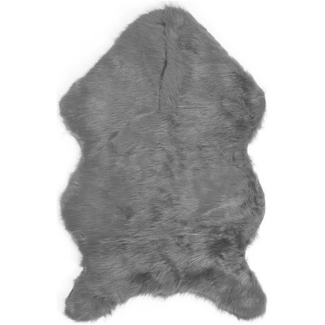 Tapis en fausse fourrure de mouton, zone de tapis doux pour chambre à coucher, canapé, sol, décoration de salon, gris. (1/5)