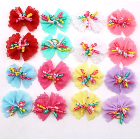 Paquete de 20 pajaritas para perros, de gasa, con elástico de 5 cm, colores surtidos, tamaño pequeño y mediano, para aseo. (1/5)