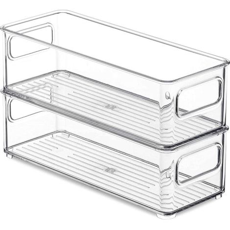 Box of storage for station of work cosmetique, snacks and other items of kitchen . Box PET to edge straight - small, 1 piece [A13] PET high transparent - 2 pieces (1/5)
