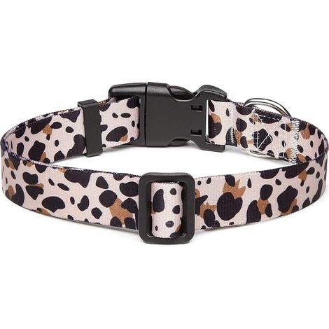 Collar, Pattern with Quick Release Buckle, Nylon Adjustable Collar for Small Medium and Large Dogs (M, Leopard)