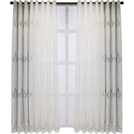 Rideau Voilage Blanc - Rideaux D'extérieur et Intérieur Bonne Tissu Voile à Oeillets pour Décoration Maison, L 140 x H 240 cm, 1 Pièce (1/5)