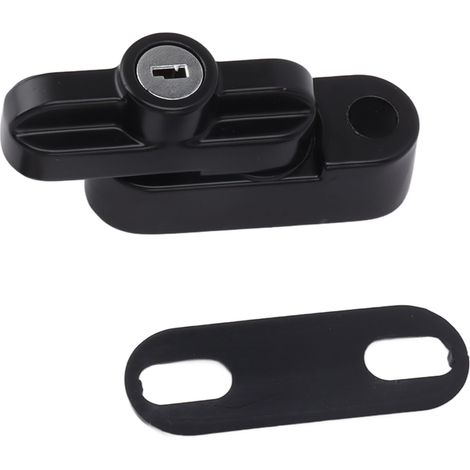 Verrou de fenêtre extérieur en alliage d'aluminium antivol, boucle plate pour fenêtres simples et doubles, noir (1/5)