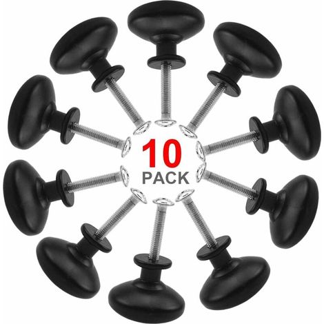 10PCS Noir Tiroir de Porte Poignée, 30mm Bouton de Meubles, Unique Trou Rond Boutons de Tiroir, Boutons de Porte, Poignées de Meuble pour Placard Armoire Cuisine, Chambre d'enfant (1/5)
