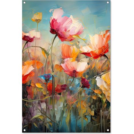 Balcony Privacy Banner Flowers - Watercolor - Art - Botanical - Nature 80x120 cm (1/5)