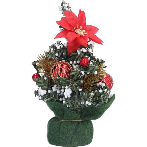 Mini sapin de Noël artificiel, ravissant et aux couleurs vives, décorations de bureau innovantes, rouge. (1/5)