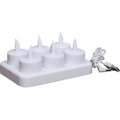 Bougies LED rechargeables sans flamme avec télécommande, minuterie, batterie intégrée, lot de 6, décoration intérieure chaleureuse, idéales pour ambiance tamisée. (1/5)