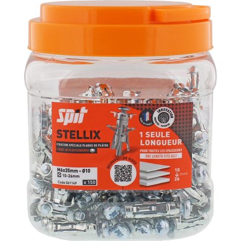 Cheville métallique à vis Stellix - 6 x 35 / 15 M6 + Vis Seau de 150 - SPIT - 060145