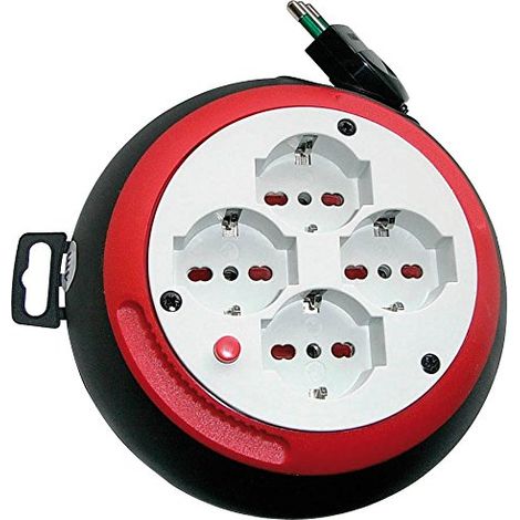 Brennenstuhl avvolgicavo 4 prese con cavo da 4mt colore nero/rosso 1100545 (1/4)