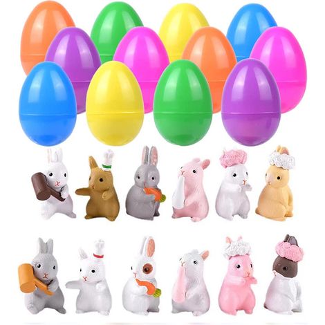 Oeufs En Plastique Colorés - Décor De Pâques - Ornement De Printemps Pour Intérieur Et Extérieur - Lot De 12 (1/5)