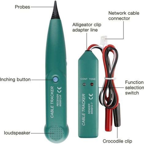 Traceur de Cable Electrique, Détecteur de Cable Électrique, MS6812 Traceur Cable, Multifonctionnel Testeurs de Circuits, Testeur de Câble Téléphonique pour Recherche de Ligne (1/5)