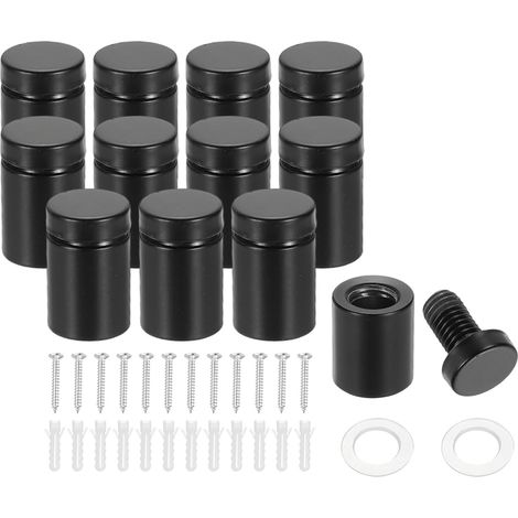 APEX Vis À Colonnette 19x30mm, Lot De 12 En Acier Inoxydable, Quincaillerie De Montage Murale Pour Supports De Signalisation, Clou Pour Cadre En Acrylique, Noir (1/5)